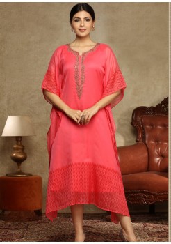 Pnk Georgette Chifoon Kaftan Kurti 